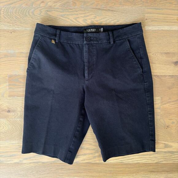 Ralph Lauren Black Label Slim Fit Cotton Stretch Chino Shorts Navy Size 6 - Picture 1 of 8